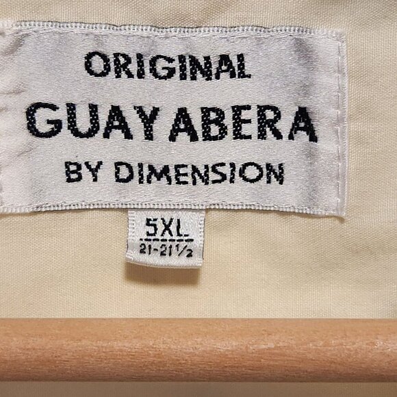 Original Guayabera By Dimension Men's 5XL Ivory Cuban Short‎ Sleeve Embroidered - Picture 5 of 11